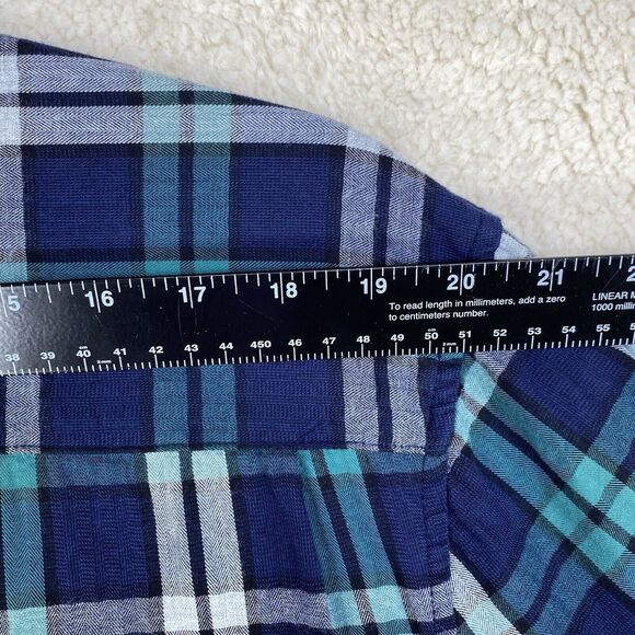 Ocean & Coast Shirts Mens XL Green Blue Plaid Button Up Long Sleeve  Flip Cuffs - Picture 7 of 12